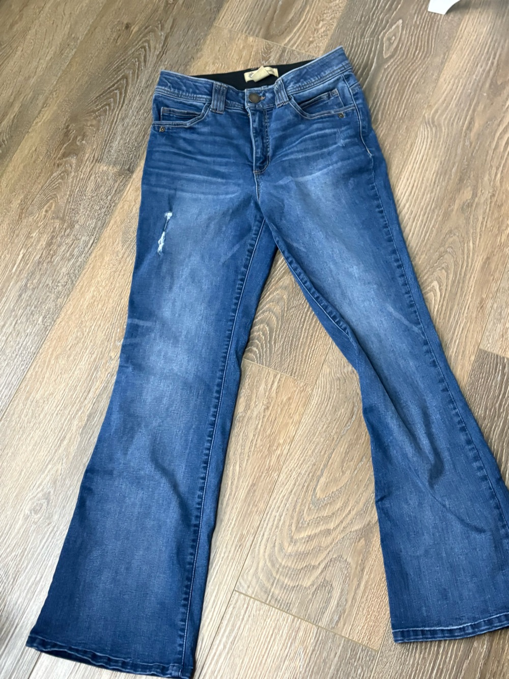Democracy Women’s Blue Bootcut Jeans with Subtle Distress